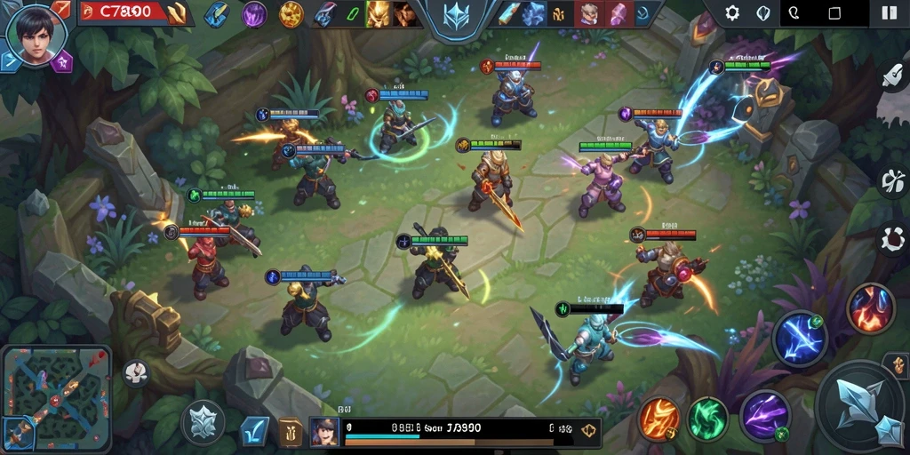 Screenshot C7890 menunjukkan aksi seru dalam pertempuran MOBA.