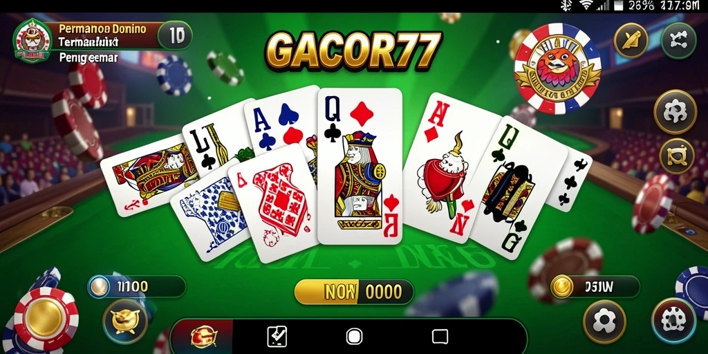 Screenshot gameplay GACOR77 menunjukkan adu strategi Domino yang seru.