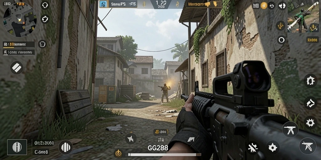 Tampilan gameplay GG288 dengan aksi FPS yang seru dan mendebarkan.