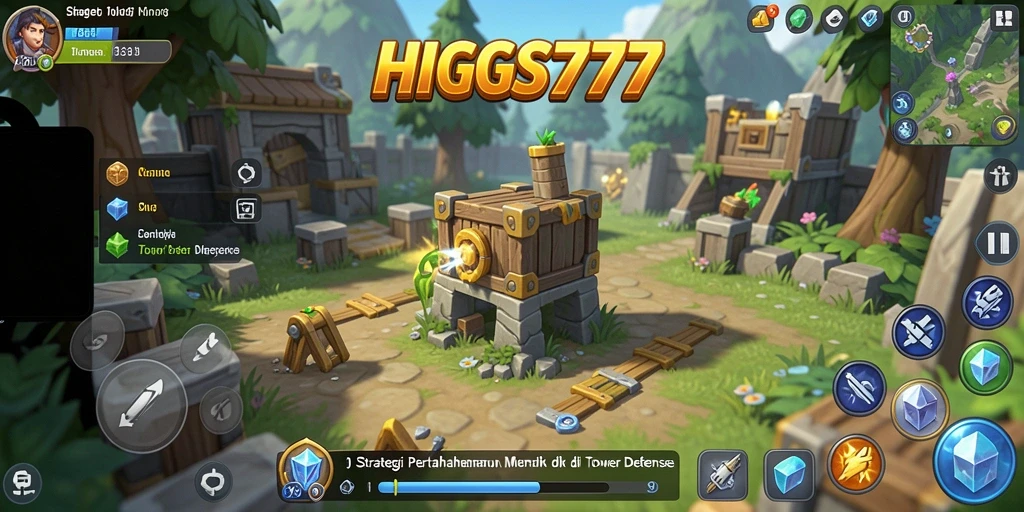 Screenshot utama HIGGS777 menampilkan aksi seru di game Tower Defense.