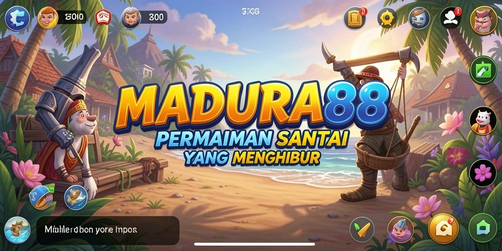 Tampilan gameplay <strong>MADURA88</strong> yang ceria dan menghibur.