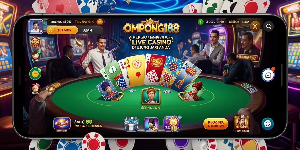 Screenshot OMPONG188 menampilkan gameplay Live Casino yang mendebarkan.