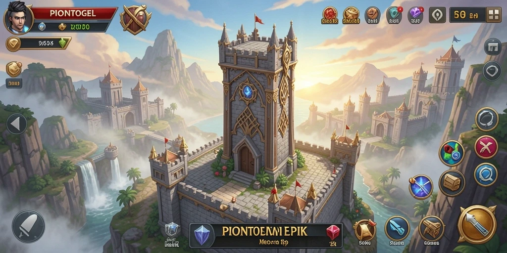 Tampilan seru gameplay PIONTOGEL dalam pertahanan menara.