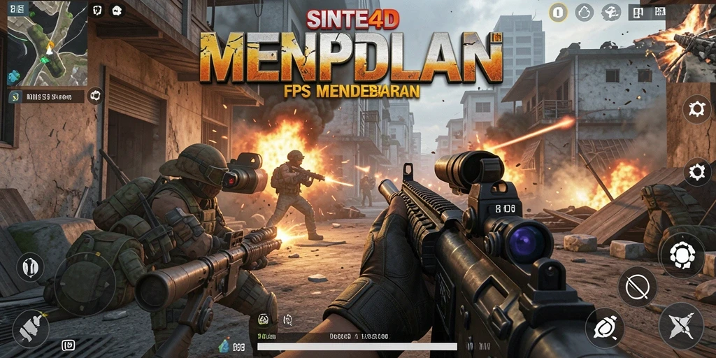 Tangkapan layar utama SINTE4D menampilkan aksi pertempuran yang intens.