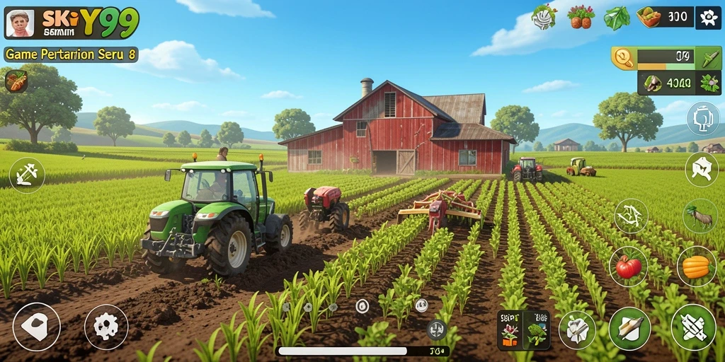 Tampilan menarik dari gameplay bertani di SKY99 yang memukau.