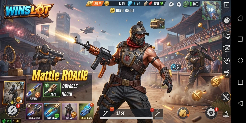 Screenshot WINSLOT menampilkan aksi Battle Royale yang seru.